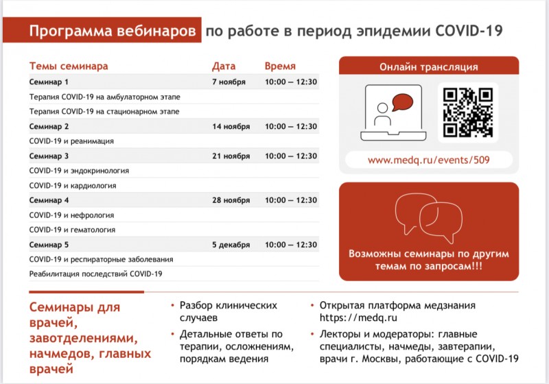 Внимание специалистов! Серия вебинаров по диагностике и лечению коронавирусной инфекции.
